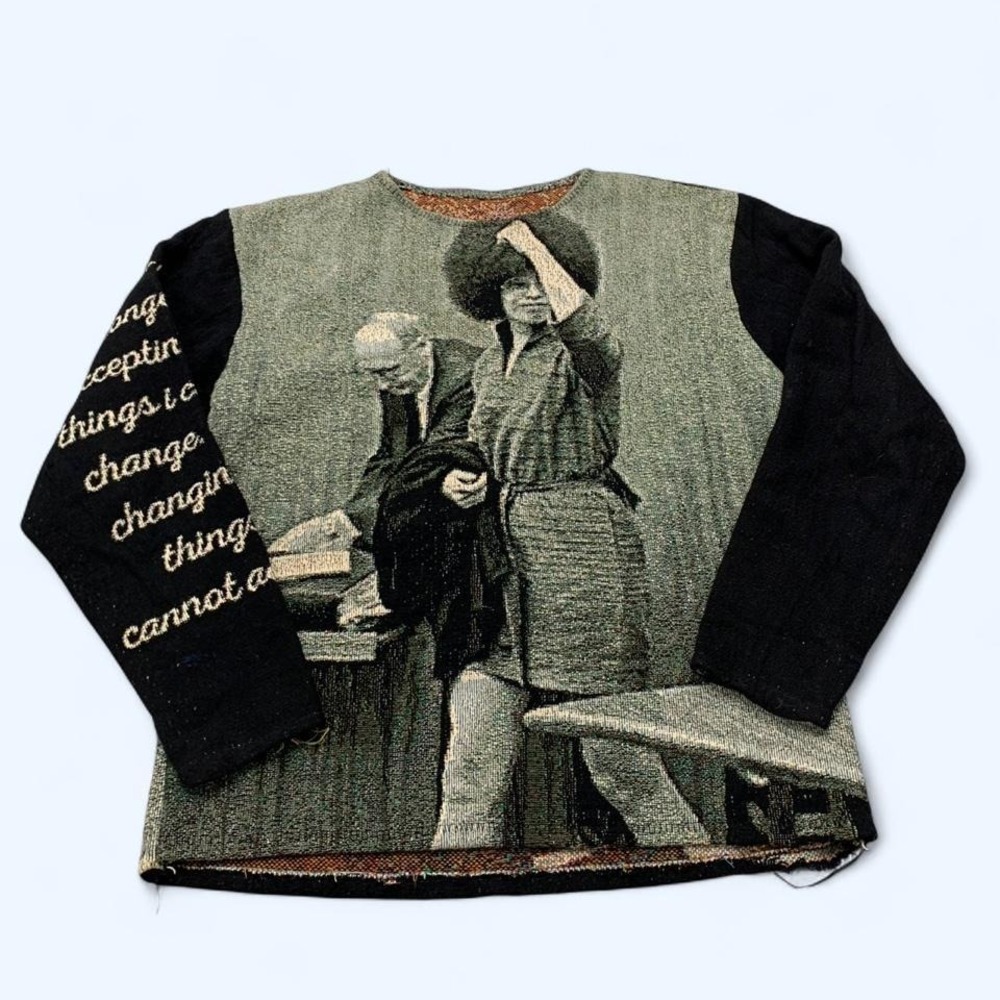 Handmade Angela Davis Tapestry Sweatshirt Sz M